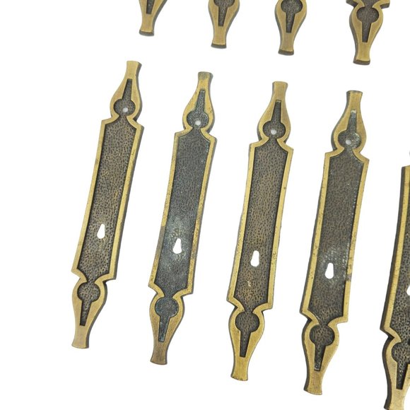 Vintage Metal Backplates Cabinet Drawer Funiture Hardware Medieval Gothic 1971 - Picture 6 of 11